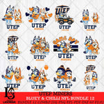 UTEP Miners Bluey & Bingo Bundle 12 SVG Svg Eps Dxf Png File, Bundle NCAA svg, Digital Download, Instant Download