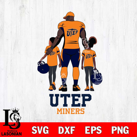 UTEP Miners 3 Father and son Rugby SVG DXF EPS PNG FILE,NCAA SVG, Father day Digital Download,Instant Download, Silhouette