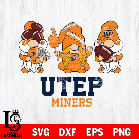 UTEP Miners 3 Gnomes Football Svg Eps Dxf Png File, Digital Download, Instant Download