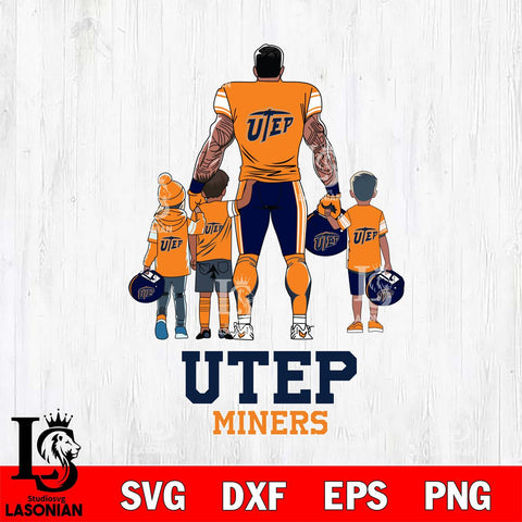 UTEP Miners 4 Father and son Rugby SVG DXF EPS PNG FILE,NCAA SVG, Father day Digital Download,Instant Download, Silhouette