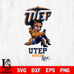 UTEP Miners Beauty Black Fan Girl Football, Svg Eps Dxf Png File, Digital Download