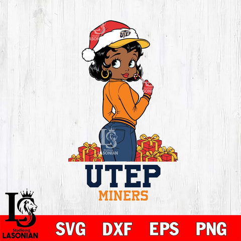 UTEP Miners Betty Boop Back File Cut, NCAA SVG DXF EPS PNG PDF File, Digital Download , Criucut , Silhouette