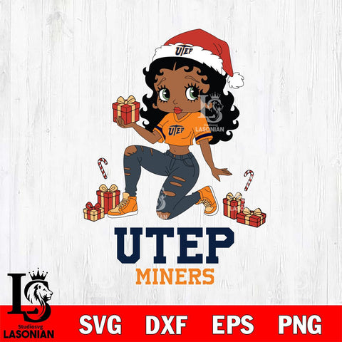 UTEP Miners Betty Boop Gift File Cut, NCAA SVG DXF EPS PNG PDF File, Digital Download , Criucut , Silhouette