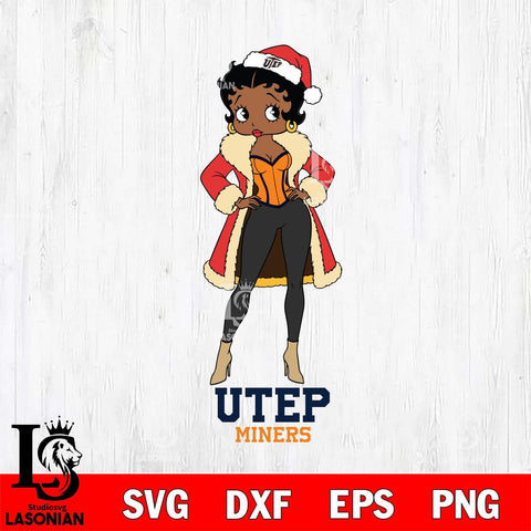 UTEP Miners Betty Boop Queen File Cut, NCAA SVG DXF EPS PNG PDF File, Digital Download , Criucut , Silhouette