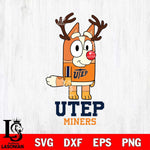 UTEP Miners Bluey Chilli Christmas Deer Svg Eps Dxf Png File, Digital Download