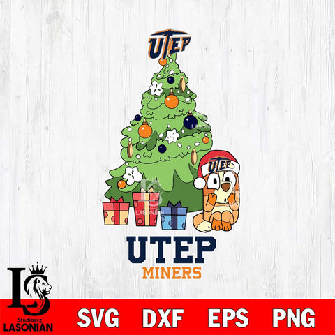 UTEP Miners Bluey Chilli Christmas Tree Svg Eps Dxf Png File, Digital Download
