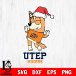 UTEP Miners Bluey Chilli Happy Christmas Svg Eps Dxf Png File, Digital Download