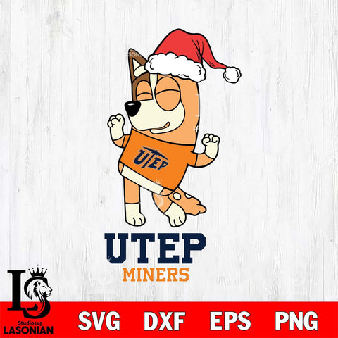UTEP Miners Bluey Chilli Happy Christmas Svg Eps Dxf Png File, Digital Download