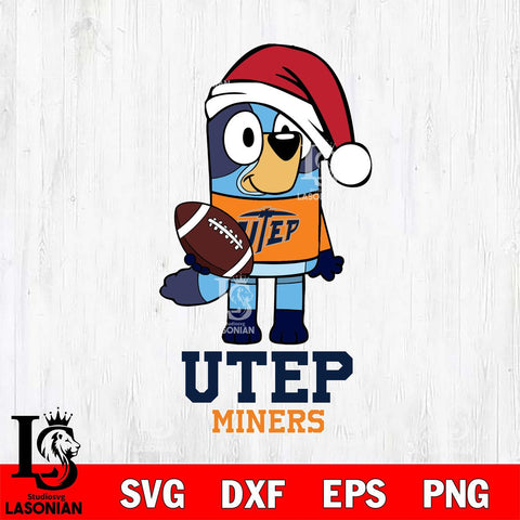 UTEP Miners Bluey Christmas Svg Eps Dxf Png File, Digital Download