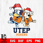 UTEP Miners Bluey Christmas Holiday Svg Eps Dxf Png File, Digital Download