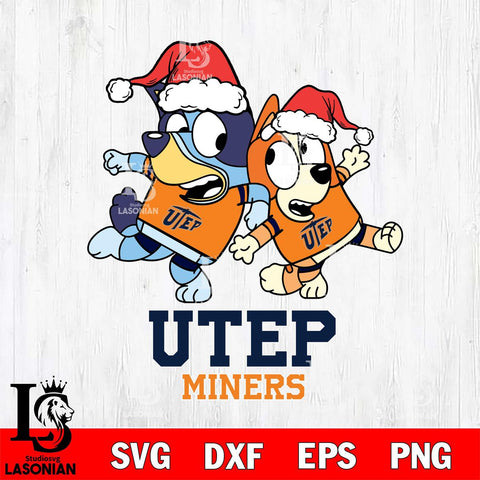 UTEP Miners Bluey Christmas Holiday Svg Eps Dxf Png File, Digital Download