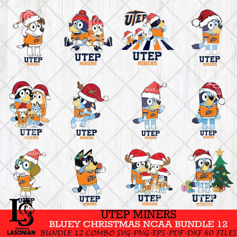 UTEP Miners Bluey Christmas NCAA Bundle 12 Cricut File Cut Files , Bluey Cricut , Christmas Svg , Bluey svg , Digital Download, dxf eps png pdf file