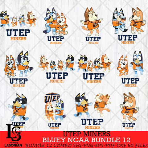 UTEP Miners Bluey Dace Mode NCAA Bundle 12 SVG Eps Dxf Png File, Digital Download, Instant Download