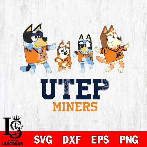 UTEP Miners Bluey Dance Mode Squats Svg Eps Dxf Png File, Digital Download, Instant Download