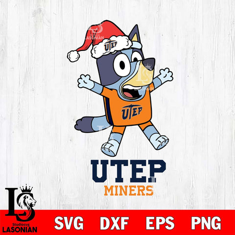 UTEP Miners Bluey Happy Christmas Svg Eps Dxf Png File, Digital Download