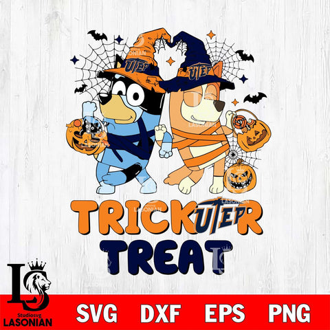 UTEP Miners Bluey Trick or Treat Halloween 2 Svg Eps Dxf Png File, Digital Download, Instant Download