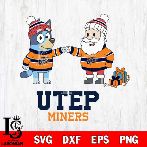 UTEP Miners Bluey With Satan Christmas File Cut, NCAA SVG DXF EPS PNG FILE, Digital Download,Instant Download, Silhouette