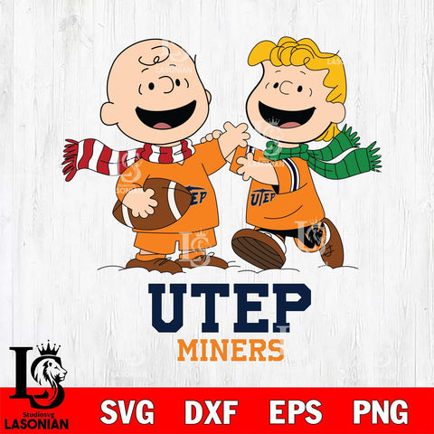 UTEP Miners Charlie Brown & Linus Football Cricut,Christmas SVG DXF EPS PNG FILE, NCAA Digital Download,Instant Download, Silhouette