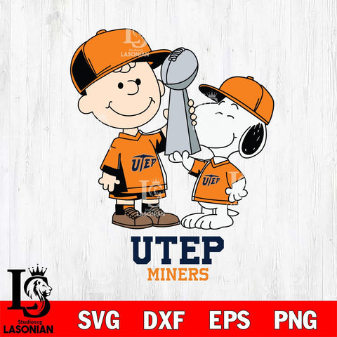 UTEP Miners Charlie Brown and Snoopy Champions Svg Eps Dxf Png File, NCAA svg , Digital Download , Instant Download, Cricut File