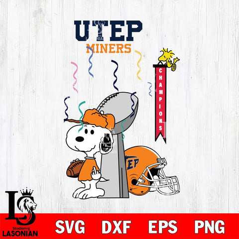 UTEP Miners Charlie Brown and Snoopy Super Bowl Svg Eps Dxf Png File, NCAA svg , Digital Download , Instant Download, Cricut File