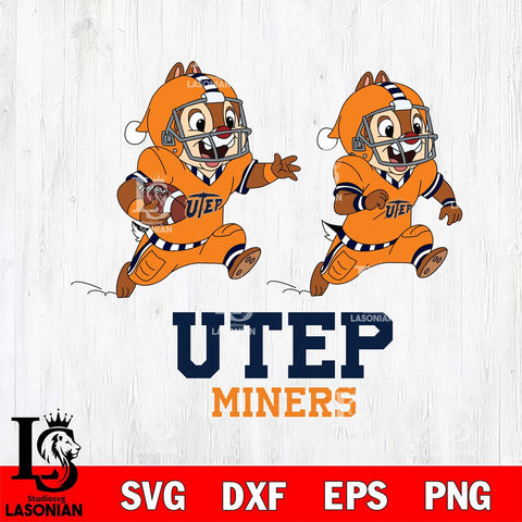UTEP Miners Chip & Dale Football Cricut,Christmas SVG DXF EPS PNG FILE, NCAA Digital Download,Instant Download, Silhouette