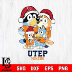 UTEP Miners Christmas Bluey Family Sport Cut Files,Bluey Cricut,Christmas Svg , Bluey svg , Digital Download, dxf eps png pdf file