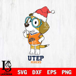 UTEP Miners Christmas Bluey Honey Sport Cut Files,Bluey Cricut,Christmas Svg , Bluey svg , Digital Download, dxf eps png pdf file