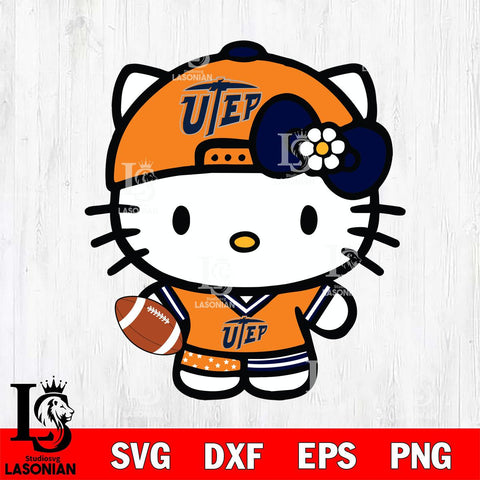 UTEP Miners Cute Hello Kitty Football 10 Svg Eps Dxf Png File, NCAA svg, Digital Download, Instant Download