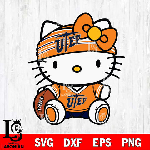 UTEP Miners Cute Hello Kitty Football 12 Svg Eps Dxf Png File, NCAA svg, Digital Download, Instant Download
