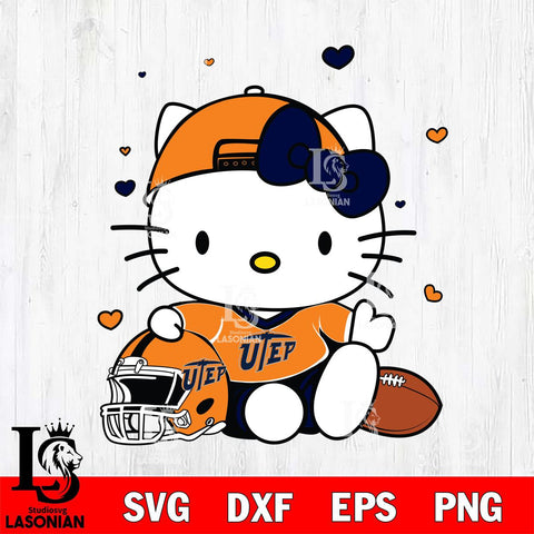 UTEP Miners Cute Hello Kitty Football Svg Eps Dxf Png File, NCAA svg, Digital Download, Instant Download