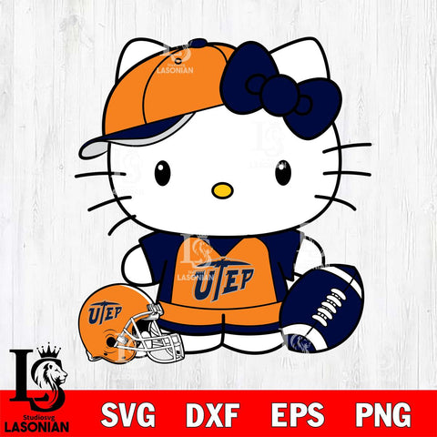 UTEP Miners Cute Hello Kitty Football 4 Svg Eps Dxf Png File, NCAA svg, Digital Download, Instant Download