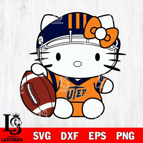 UTEP Miners Cute Hello Kitty Football 5 Svg Eps Dxf Png File, NCAA svg, Digital Download, Instant Download