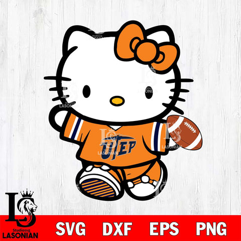 UTEP Miners Cute Hello Kitty Football 7 Svg Eps Dxf Png File, NCAA svg, Digital Download, Instant Download