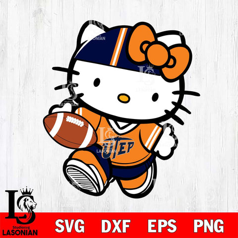 UTEP Miners Cute Hello Kitty Football 9 Svg Eps Dxf Png File, NCAA svg, Digital Download, Instant Download