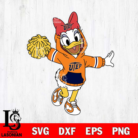 UTEP Miners Daisy Duck Cheerleader Christmas File Cut, NCAA SVG DXF EPS PNG FILE, Digital Download , Criucut , Silhouette