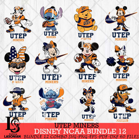 UTEP Miners Disney NCAA Bundle Svg PNG 12 Svg Eps Dxf Png File, Digital Download