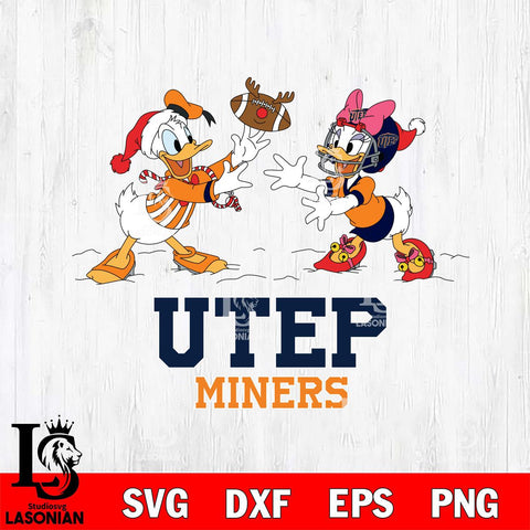 UTEP Miners Donald Duck & Daisy Duck Football Cricut,Christmas SVG DXF EPS PNG FILE, NCAA Digital Download,Instant Download, Silhouette