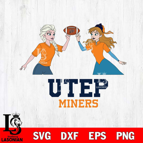 UTEP Miners Elsa & Anna Football Cricut,Christmas SVG DXF EPS PNG FILE, NCAA Digital Download,Instant Download, Silhouette