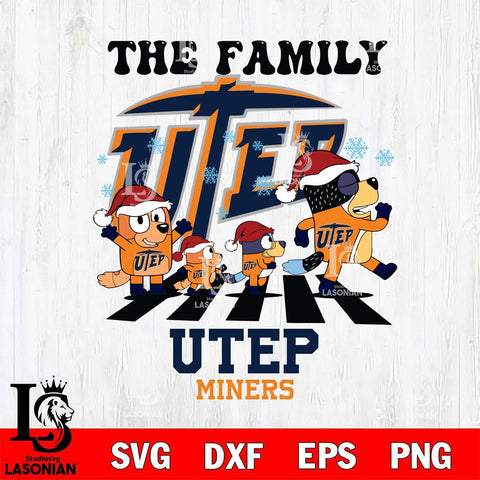 UTEP Miners Family Bluey Christmas Svg Eps Dxf Png File, Digital Download