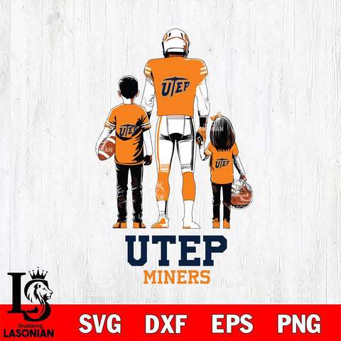 UTEP Miners Father And Child Football SVG DXF EPS PNG FILE,NCAA SVG, Father day Digital Download,Instant Download, Silhouette