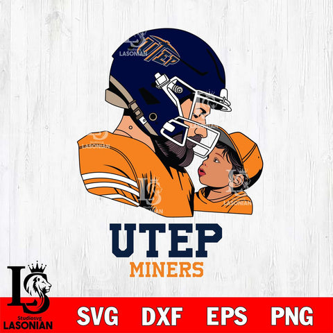 UTEP Miners Father And Child Rugby SVG DXF EPS PNG FILE,NCAA SVG, Father day Digital Download,Instant Download, Silhouette