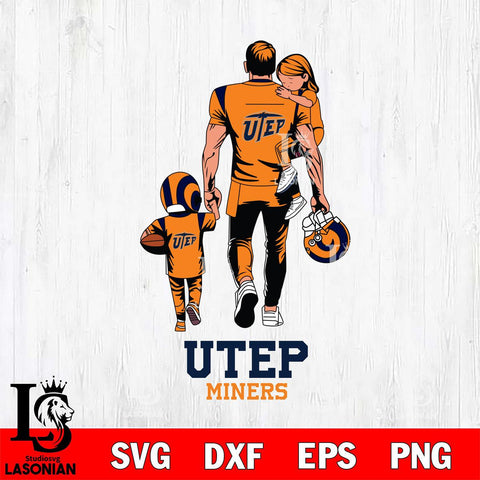 UTEP Miners Father And Son Football SVG DXF EPS PNG FILE,NCAA SVG, Father day Digital Download,Instant Download, Silhouette