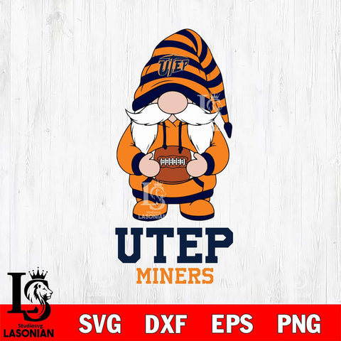 UTEP Miners Gnome Football File Cut, NCAA SVG, Digital Download , Criucut , Silhouette