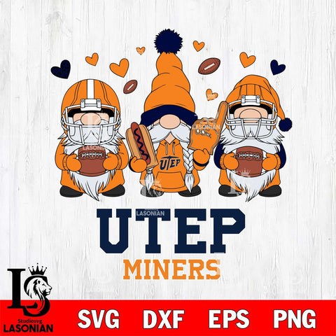 UTEP Miners Gnome Rugby File Cut, NCAA SVG, Digital Download , Criucut , Silhouette
