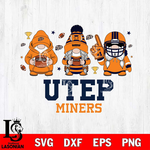 UTEP Miners Gnome #1 Football File Cut, NCAA SVG, Digital Download , Criucut , Silhouette