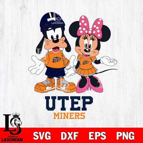 UTEP Miners Goofy and Minnie mouse Football SVG DXF EPS PNG FILE,NCAA svg ,Football Digital Download,Instant Download, Silhouette
