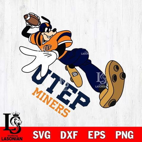 UTEP Miners Goofy rugby player SVG DXF EPS PNG FILE,NCAA svg ,Football Digital Download,Instant Download, Silhouette