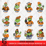 UTEP Miners Grinch Christmas NCAA Bundle 12 Svg Eps Dxf Png File,Cricut files, Digital Download, Instant Download