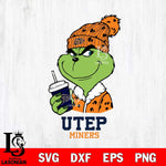 UTEP Miners Grinch Cofffe Christmas Cut Files Cricut, Svg Dxf Eps Png file, Digital download , Silhouette