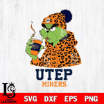 UTEP Miners Grinch Leopard Christmas Cut Files Cricut, Svg Dxf Eps Png file, Digital download , Silhouette